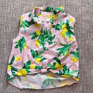 Crewcuts Pink Lemon-Print Tie Front Sleeveless Top